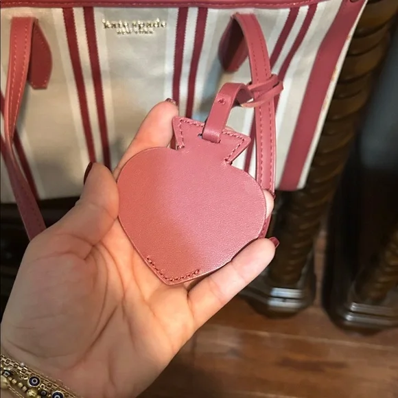 NWOT Kate Spade Market Striped Canvas Medium Tote in red jasper multi - Picture 5 of 8